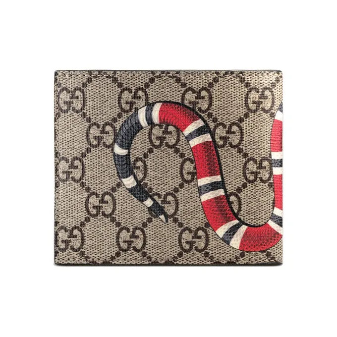 GUCCI Canvas With Leather Wallet Men's Ebony-1