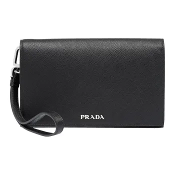 PRADA Cow Leather Clutch Women's Black