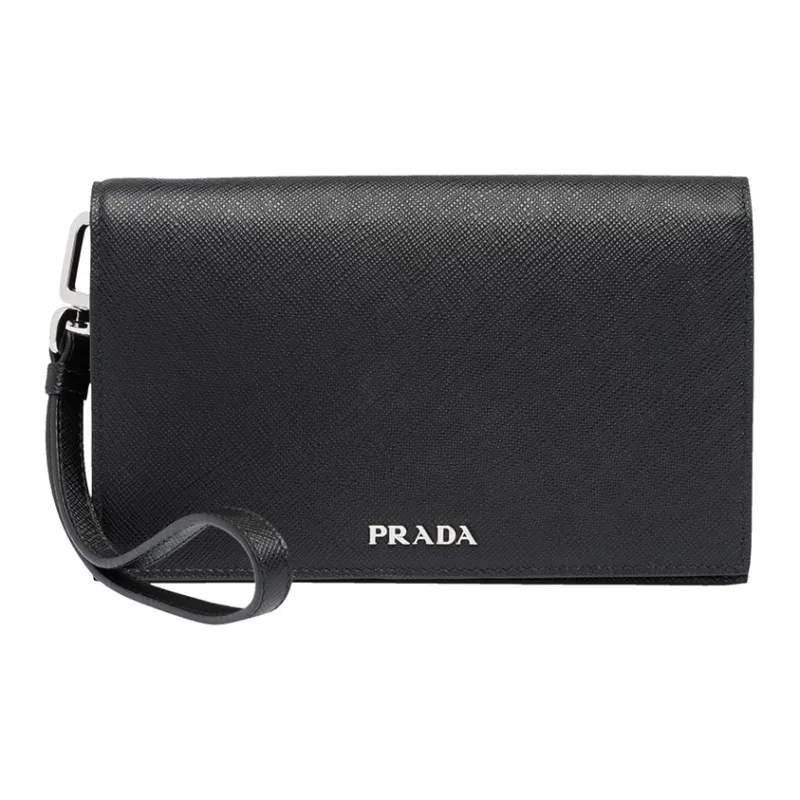 PRADA Cow Leather Clutch Women's Black-0