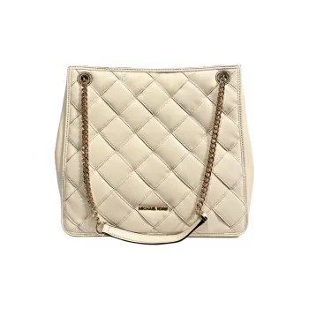 MICHAEL KORS Regina Leather Shoulder Bag Crossbody Bag Handbag Large Size Women's Light Khaki/Cream White