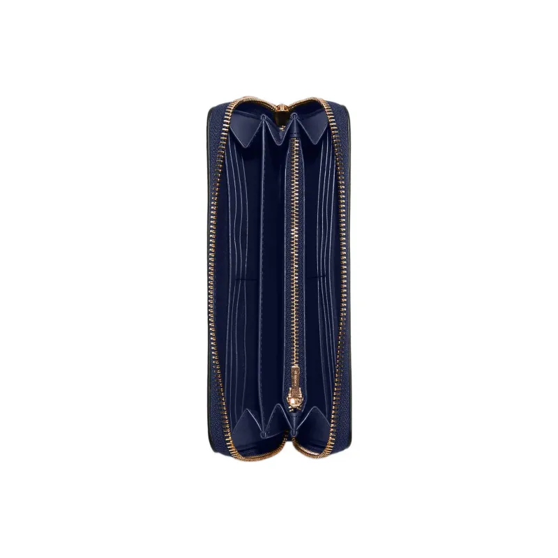 COACH Zip Around Pebbled Leather Handheld Trunk Wallet Women's Cobalt Blue-1