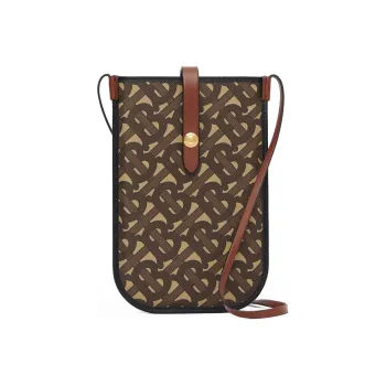 Burberry Monogram Print E Canvas Card And Phone Case With Strap Bridle Brown
