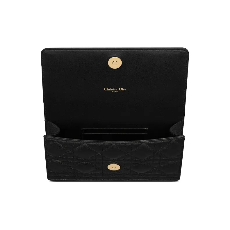 DIOR Caro Soft Cow Leather Fanny Pack, Clutch, Shoulder Bag, Crossbody Bag Women's Black-4