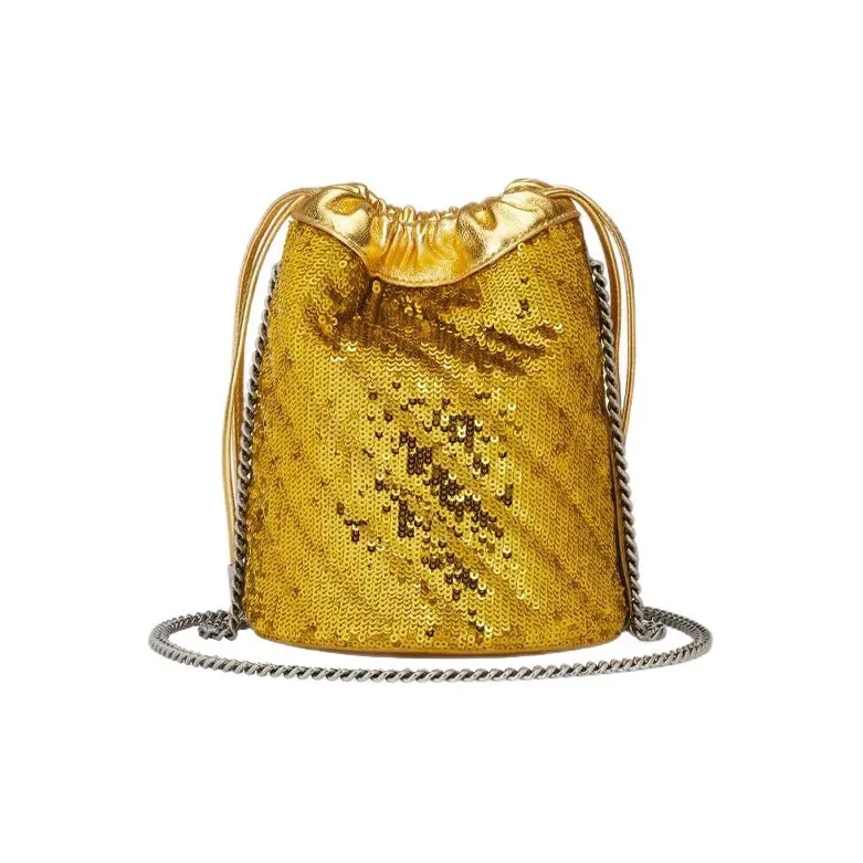 GUCCI Marmont Artificial Leather Bucket Bag, Shoulder Bag, Crossbody Bag Mini Women's Gold-2