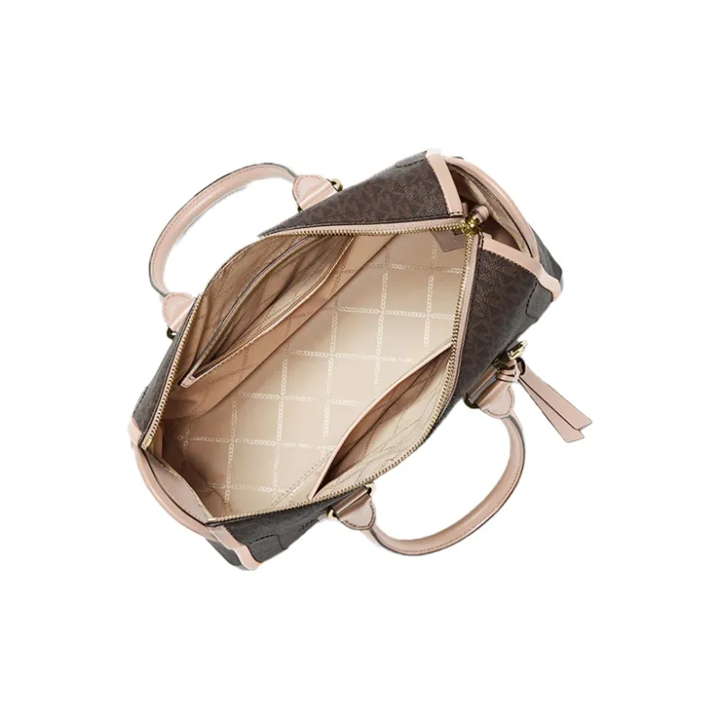 MICHAEL KORS Carine Cow Leather Shoulder Bag Crossbody Bag Handbag Medium Size Women's Dark Brown/Nude Pink-1