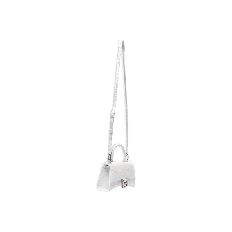 Balenciaga Hourglass Crocodile Embossed Top Handle Bag Xs White-2