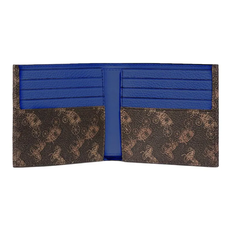 COACH Billfold Wallet Leather Wallet Regular Men's Dark Brown With Blue Lining-1