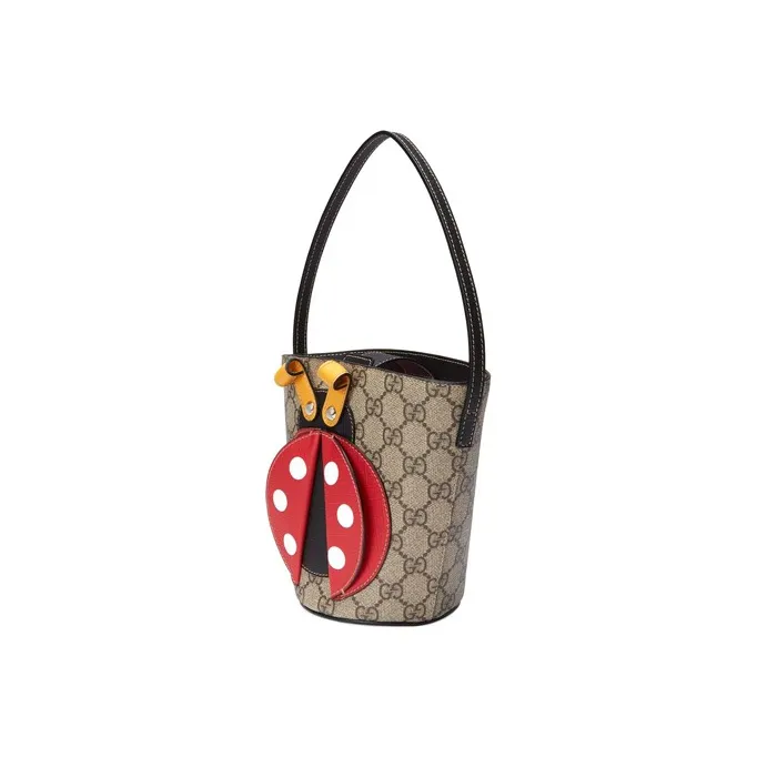 GUCCI Canvas Bucket Bag Handbag Kids' Bag Regular Kids' Ebony/Red-1