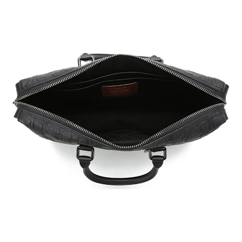 COACH Leather Tote Bag Shopping Bag Briefcase Crossbody One Shoulder Handbag Large Size Men's Black-5