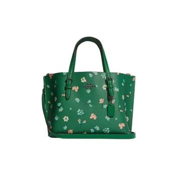 COACH Mollie Leather Tote Bag, Shopping Bag, Handbag, Shoulder Bag Medium Size Women's Green