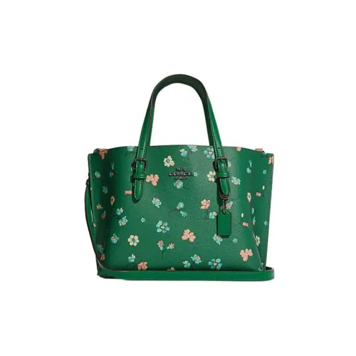 COACH Mollie Leather Tote Bag, Shopping Bag, Handbag, Shoulder Bag Medium Size Women's Green