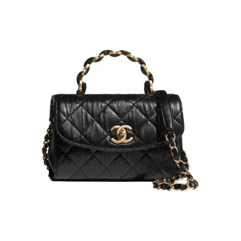 CHANEL COCO Handle Lambskin Shoulder Bag Crossbody Bag Handbag Mini Women's Black