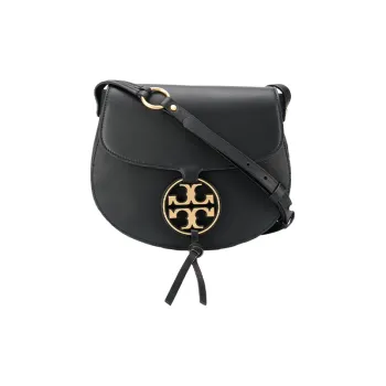 TORY BURCH Miller Leather Saddle Bag, Shoulder Bag, Crossbody Bag Women's Black