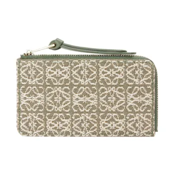 LOEWE Jacquard And Calfskin Card Clip Card Holder Women's Avocado Green