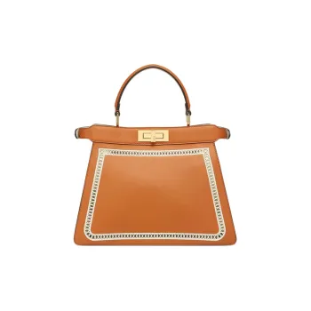 FENDI Peekaboo ISeeU Cow Leather, Sheepskin Shoulder Bag, Crossbody Bag, Handbag Medium Size Women's Brown