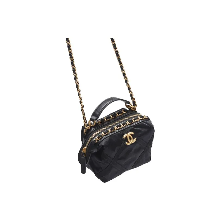CHANEL Satin Nylon Handbag Regular Women's Black-1