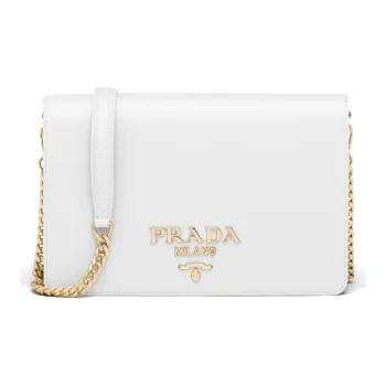 PRADA Saffiano Leather Shoulder Bag, Crossbody Bag, Handbag Mini Women's White