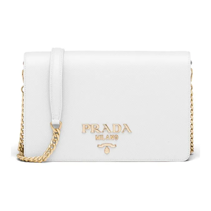 PRADA Saffiano Leather Shoulder Bag, Crossbody Bag, Handbag Mini Women's White-0