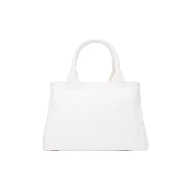 PRADA Canvas Canvas Bag One Shoulder Handbag Women's White-1