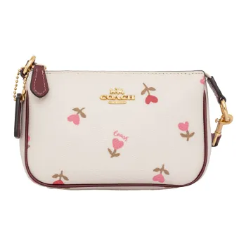 COACH Leather Mahjong Shoulder Bag Clutch Small Size Women's White