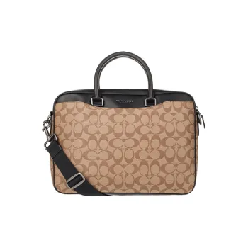 COACH Beckett PVC Laptop Bags Briefcase Shoulder Bag Crossbody Bag Handbag Large Size Men's Khaki
