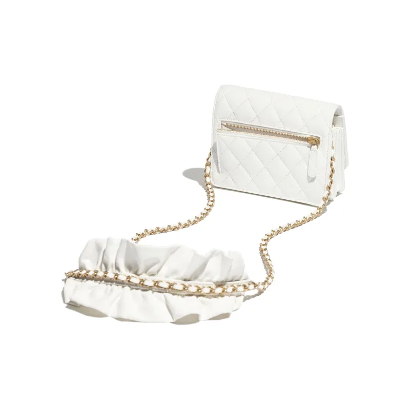 CHANEL WOC Lambskin Shoulder Bag, Fanny Pack, Card Holder, Wallet Women's White-3
