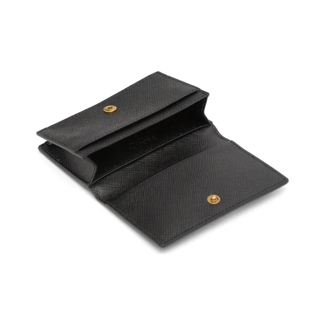 PRADA Leather Card Holder Coin Purse Unisex Black-2