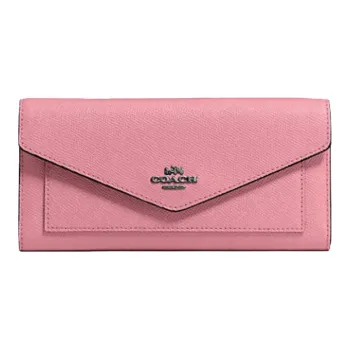 COACH Trifold Wallet Leather Wallet Women's Dry Rose Pink Color