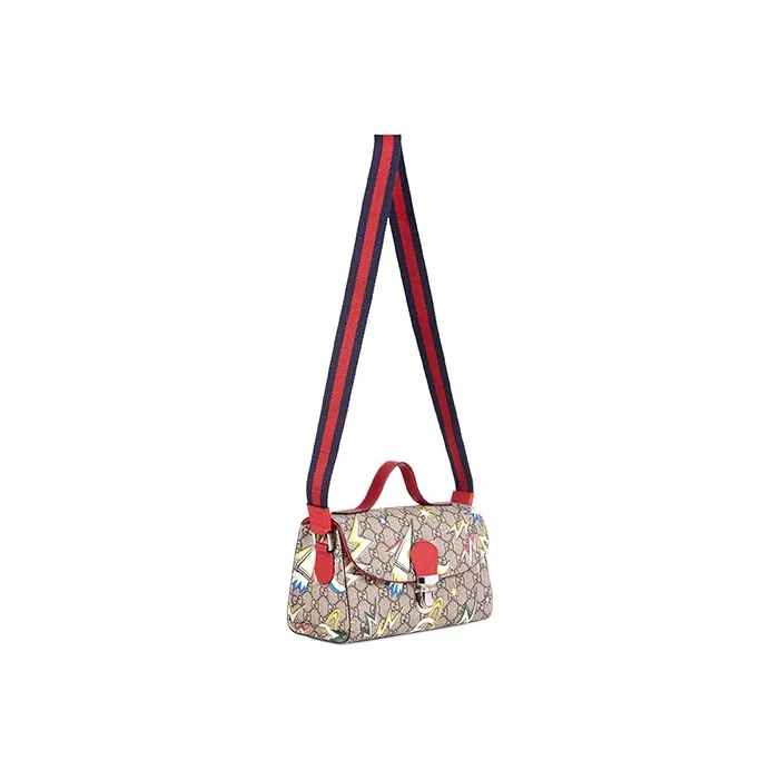 GUCCI Canvas With Leather Messenger Bag Crossbody Bag Handbag Shoulder Bag Regular Kids' Ebony/Red/Multicolor-1