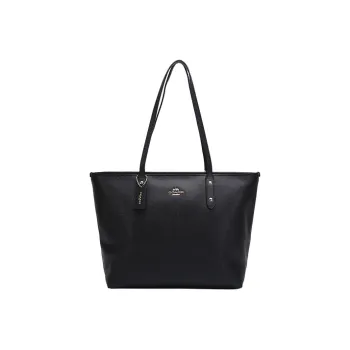 COACH City Zip Tote Cow Leather Tote Bag Shopping Bag Shoulder Bags Women's Black