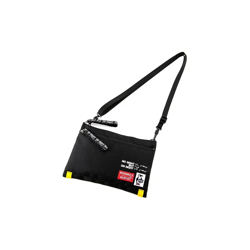 CHUMS X Monkey Magic Collaboration Polyester Shoulder Bag, Crossbody Bag Regular Unisex Black-0