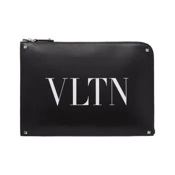 Valentino Cow Leather Clutch Men's Black