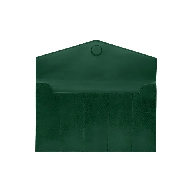 SAINT LAURENT UPTOWN Snake Skin Envelope Bag, Clutch Small Size Women's Grassland Green-7