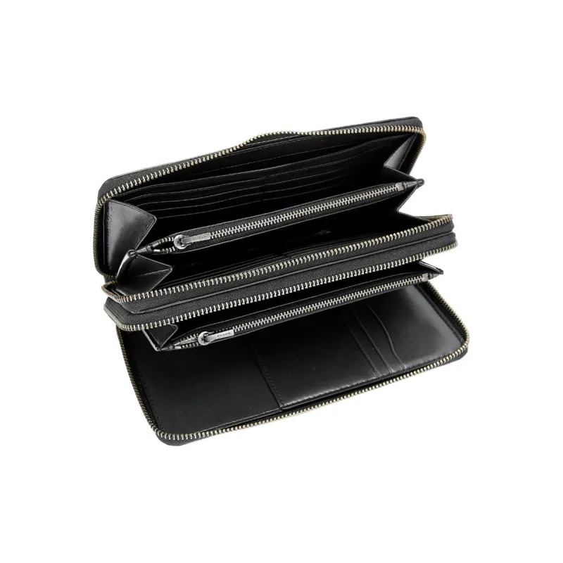 COACH Double Zip Wallet Artificial Leather Clutch Tubas Men's Black-4