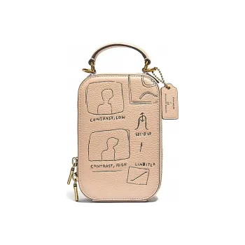 COACH X Basquiat Alie Leather Camera Bag, Handbag, Shoulder Bag, Crossbody Bag, Cell Phone Pouch Mini Women's Nude Pink