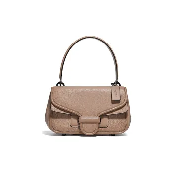 COACH Leather Flap Bag, Shoulder Bag, Crossbody Bag, Handbag Medium Size Women's Milk Tea