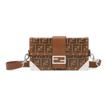 FENDI Baguette Fabric With Leather Baguette Bag Men's Brown