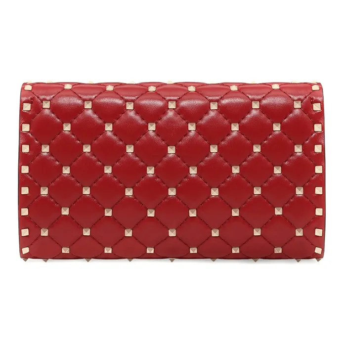 Valentino ROCKSTUD SPIKE Sheepskin Chain Bag, Shoulder Bag, Crossbody Bag Women's Red-2