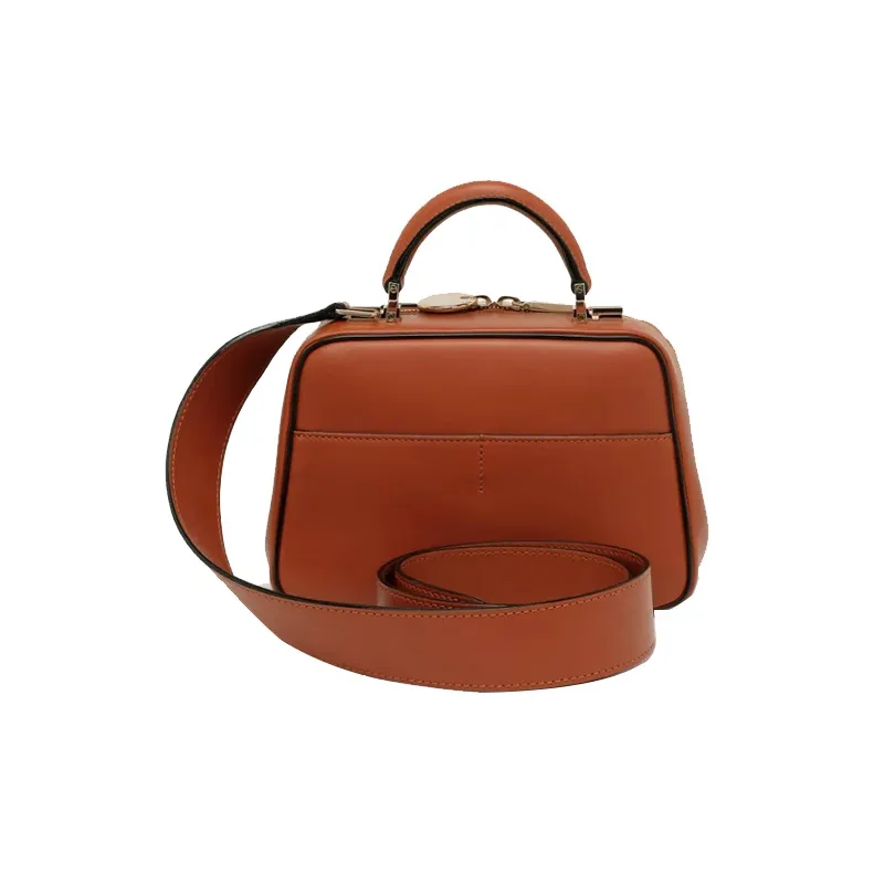 Valextra Serie S Calfskin Shoulder Bag, Crossbody Bag, Handbag Mini Women's Rusty Red-2
