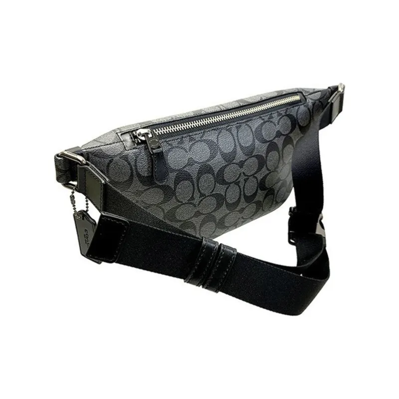 COACH Canvas With Leather Sling Bag, Fanny Pack Tubas Men's Charcoal Black Monogram-2
