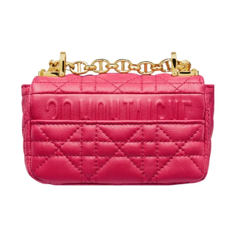 DIOR Caro Calfskin Shoulder Bag Crossbody Bag Small Size Women's Pink-2