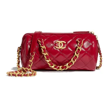CHANEL Polished Lambskin Cylinder Bag, Handbag, Shoulder Bag, Crossbody Bag Women's Rose Red