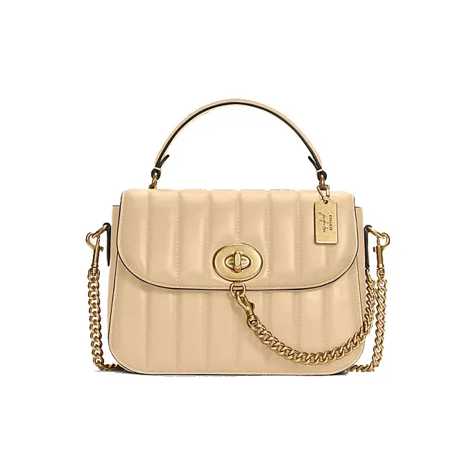 COACH × Jennifer Lopez Collaboration Marlie Leather Pillow Bag, Handbag, Crossbody Bag Medium Size Women's Ecru-0