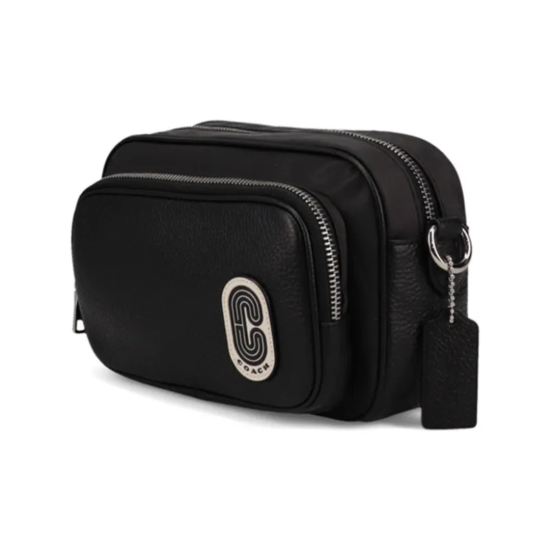 COACH Court Cow Leather Crossbody Bags Shoulder Bags Men's Black-1