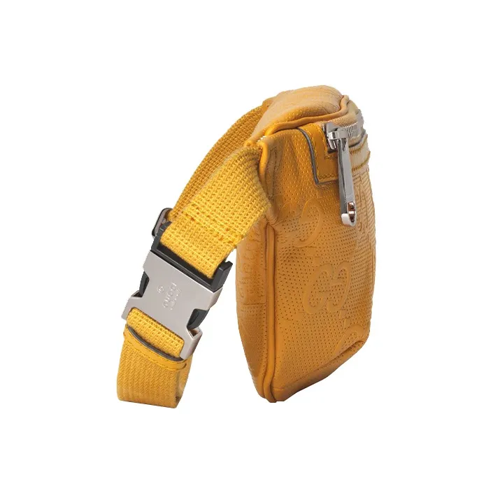GUCCI Embossed Leather Belt Bag Yellow-2