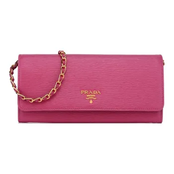 PRADA Cow Leather Wallet, Crossbody Bag, Shoulder Bag Women's Pink