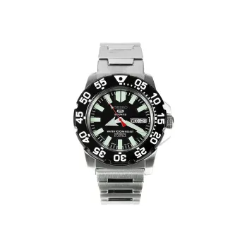 SEIKO Seiko5 Automatic Mechanical Movement Stainless Steel Strap Watch Men's Watches Black Dial