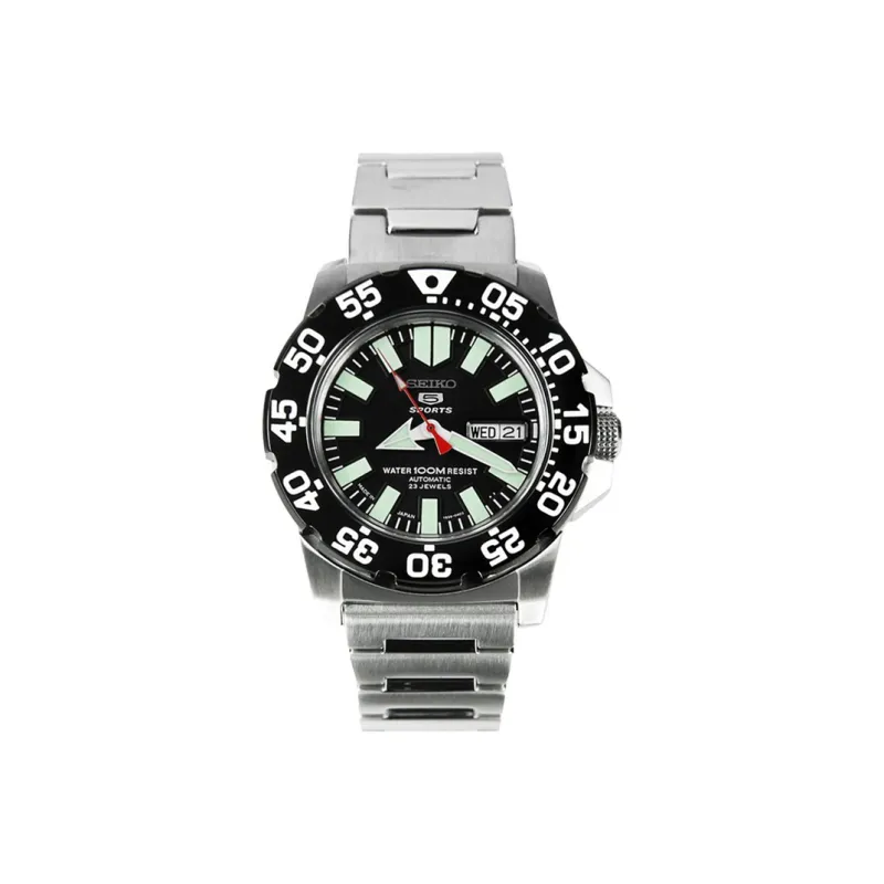 SEIKO Seiko5 Automatic Mechanical Movement Stainless Steel Strap Watch Men's Watches Black Dial-0