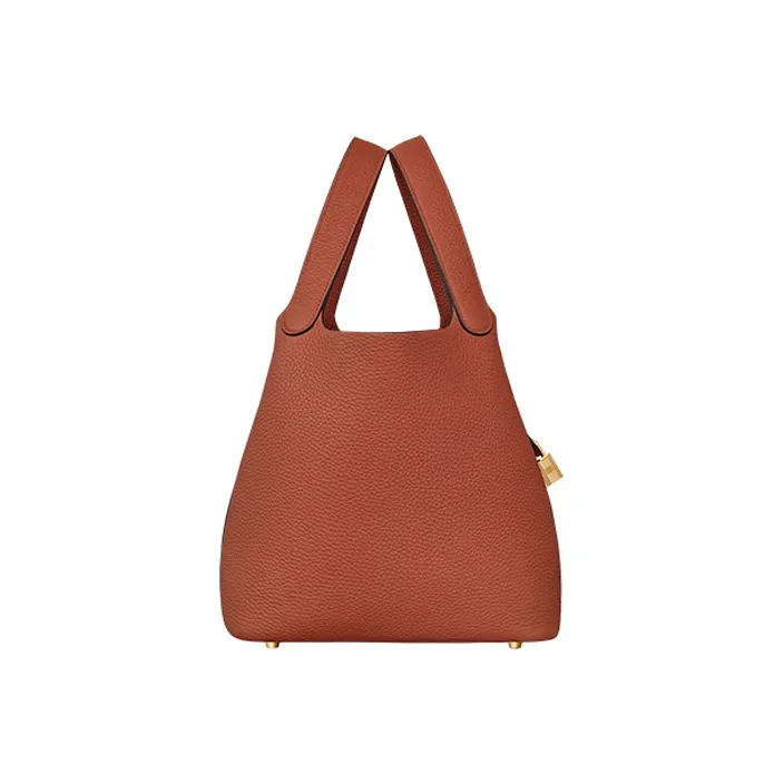 HERMES Picotin Lock Clemence Bullock Leather Handbag 22 Women's 36 Brick Red-1