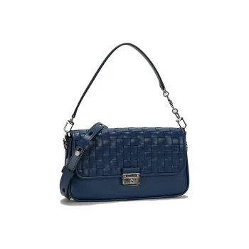 MICHAEL KORS Bradshaw Artificial Leather Baguette Bag, Shoulder Bag, Handbag Women's Dark Blue